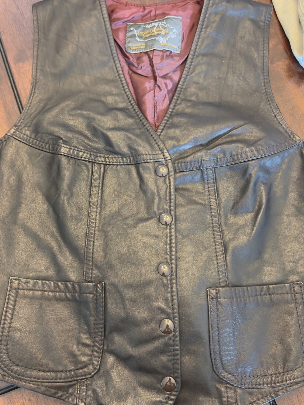 Vintage Black/Brown Leather Vest - Women's Jacket